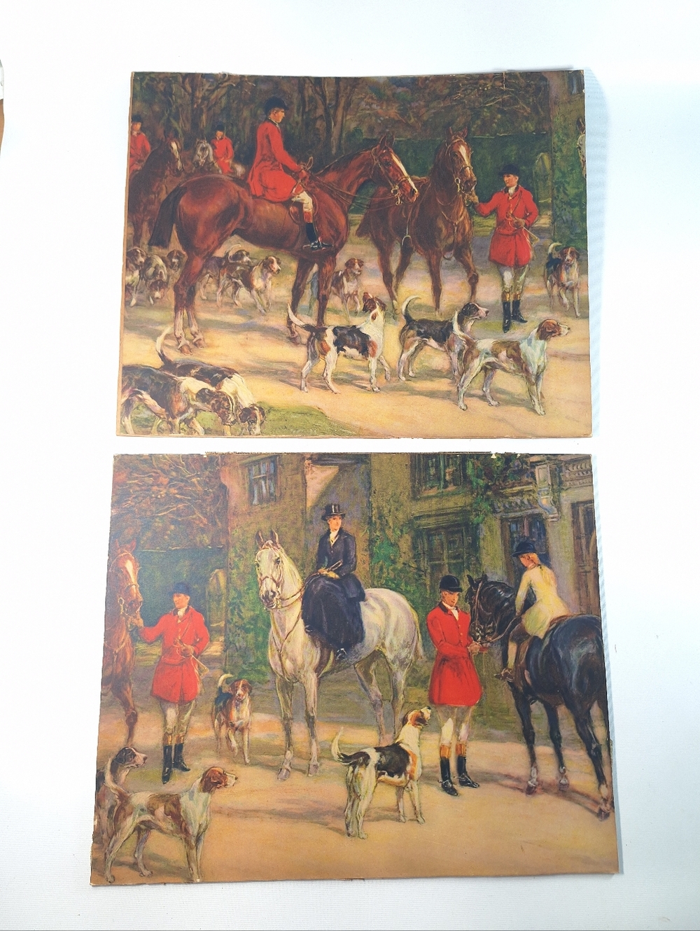 Vintage English Fox Hunt Prints Pair of Classic Equestrian Hunting Scenes Hounds